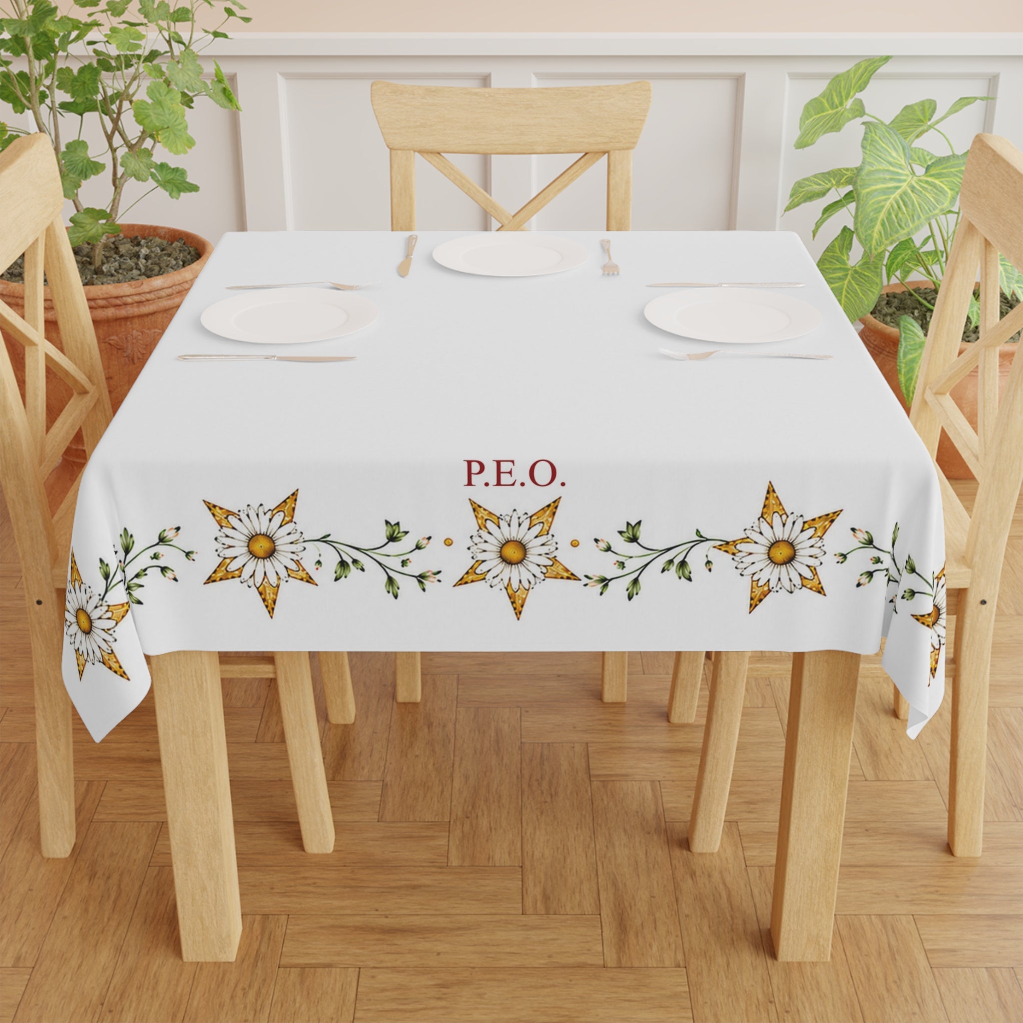P.E.O. Poly Square Tablecloth