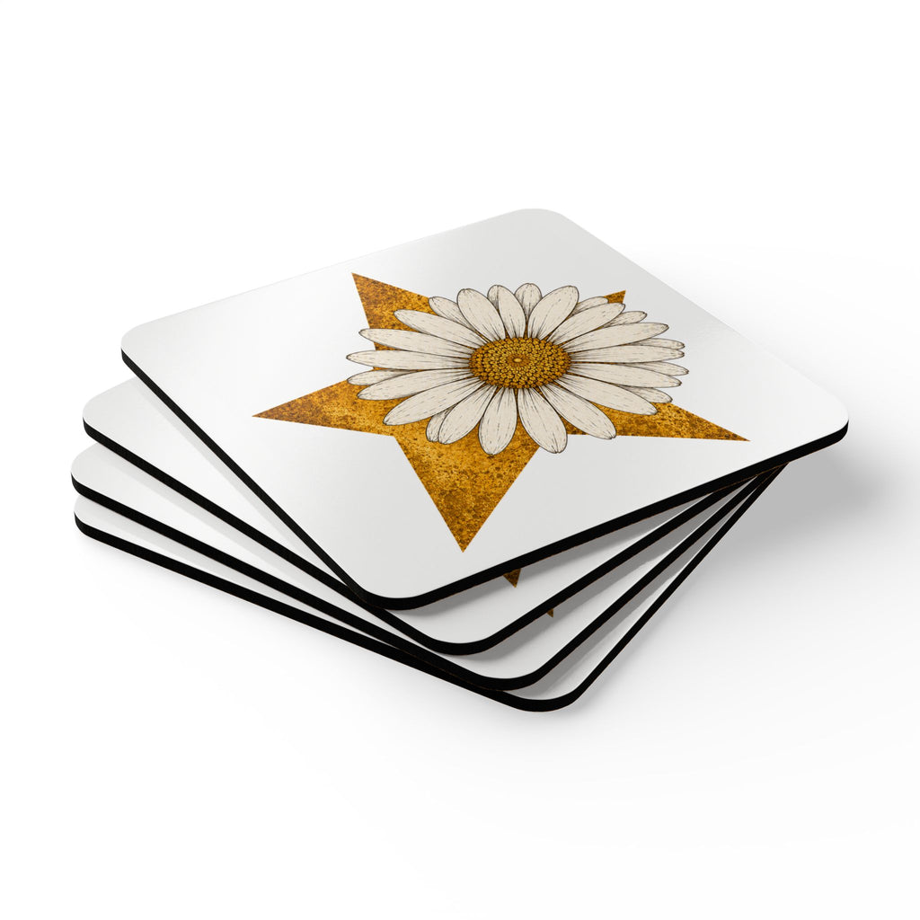 Daisy Star Cork Coaster Set of 4