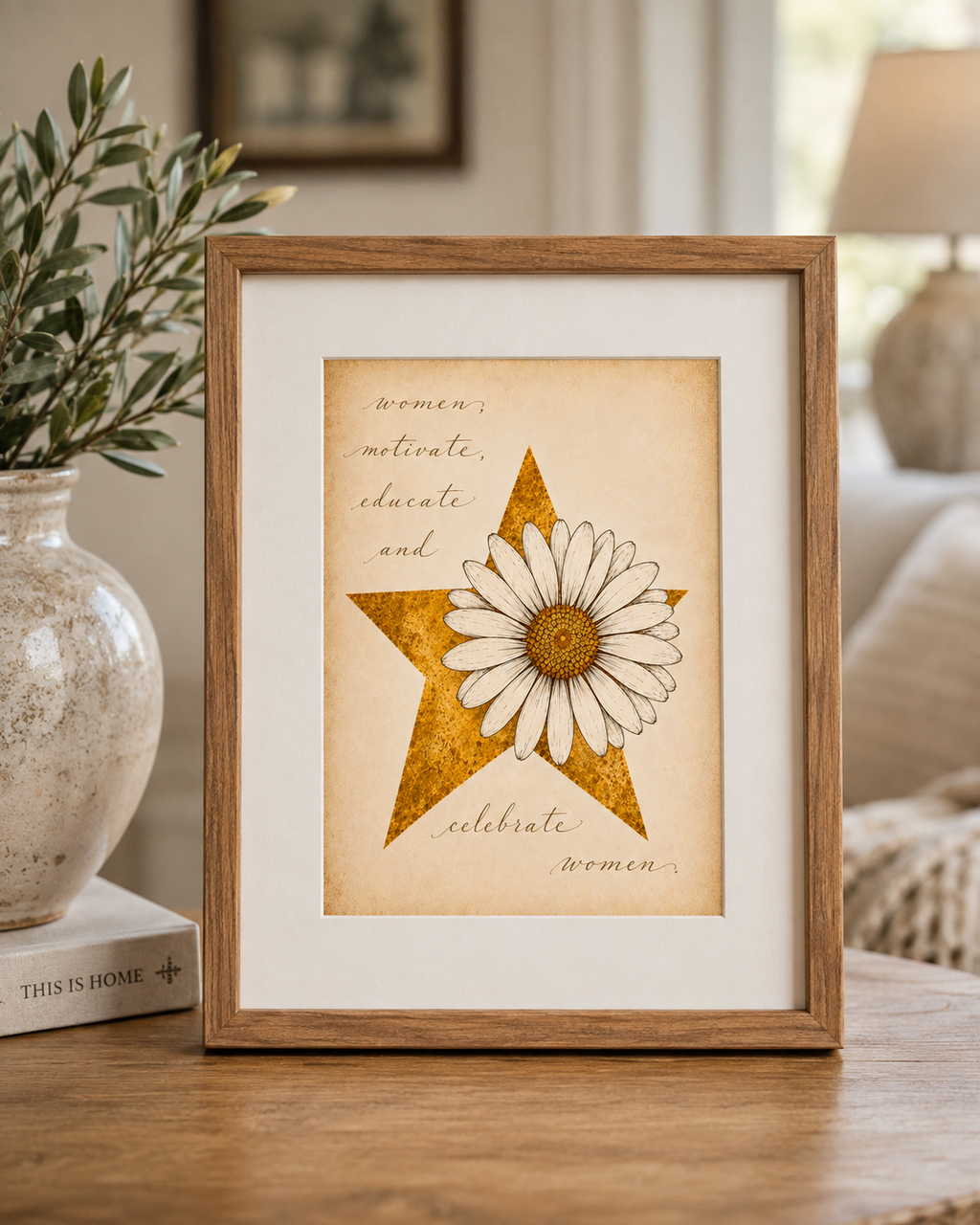5"x7" Art Print, Star and Flower
