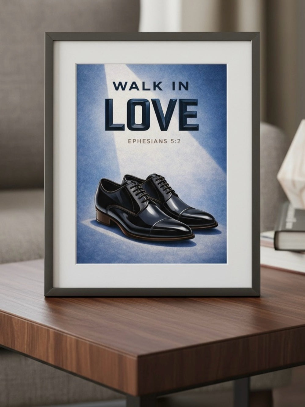 Walk in Love Men's Black Shoe Art Print