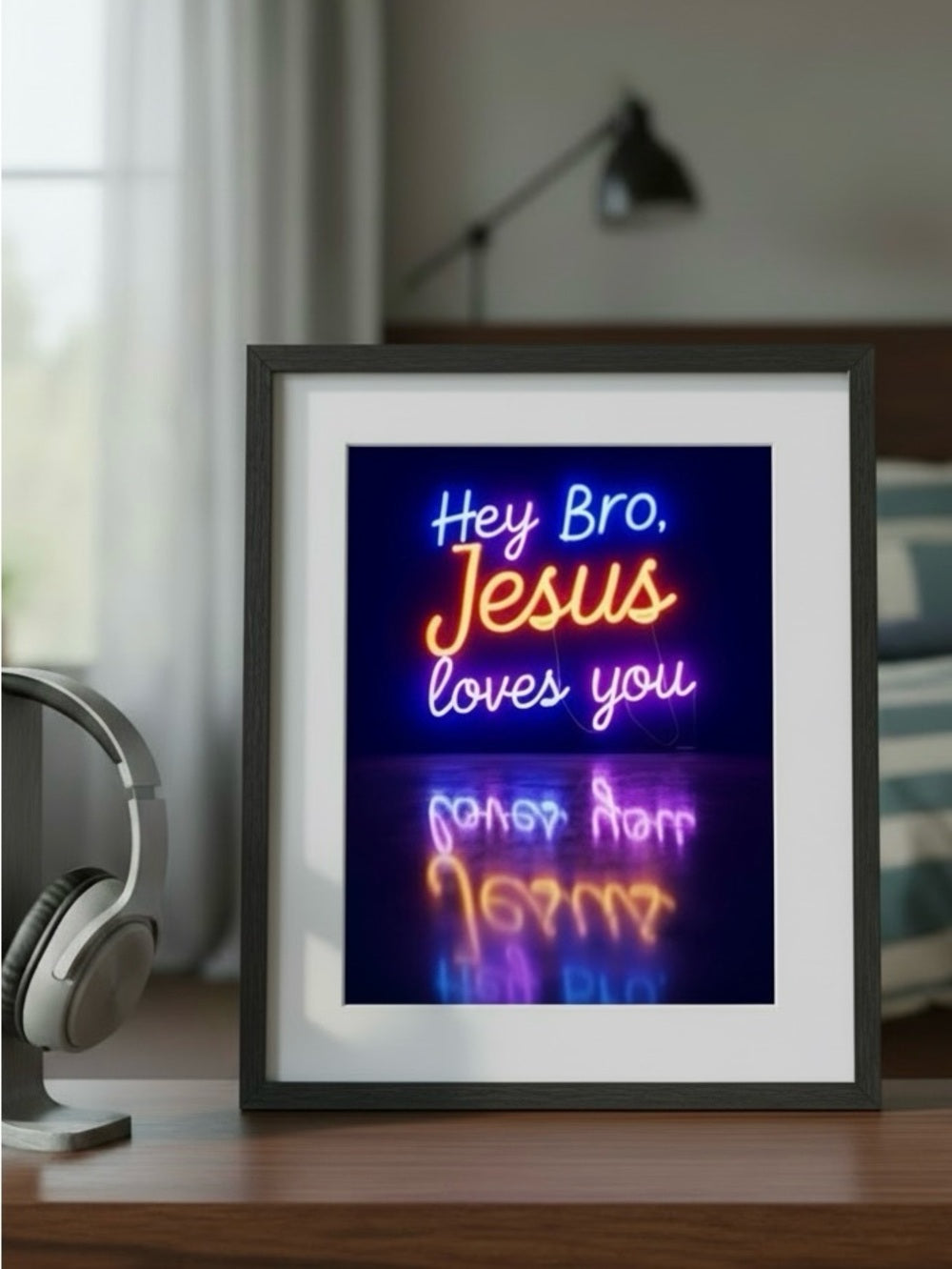 Hey Bro Neon Art Print